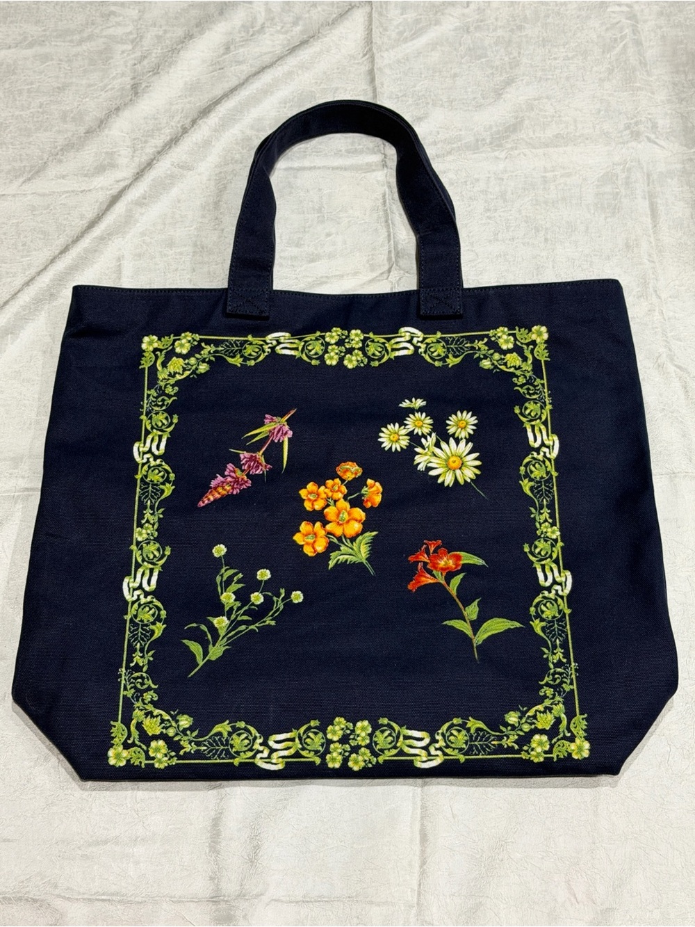 Agua Bendita x Target Floral Canvas Tote Bag Navy Blue - Picture 3 of 7